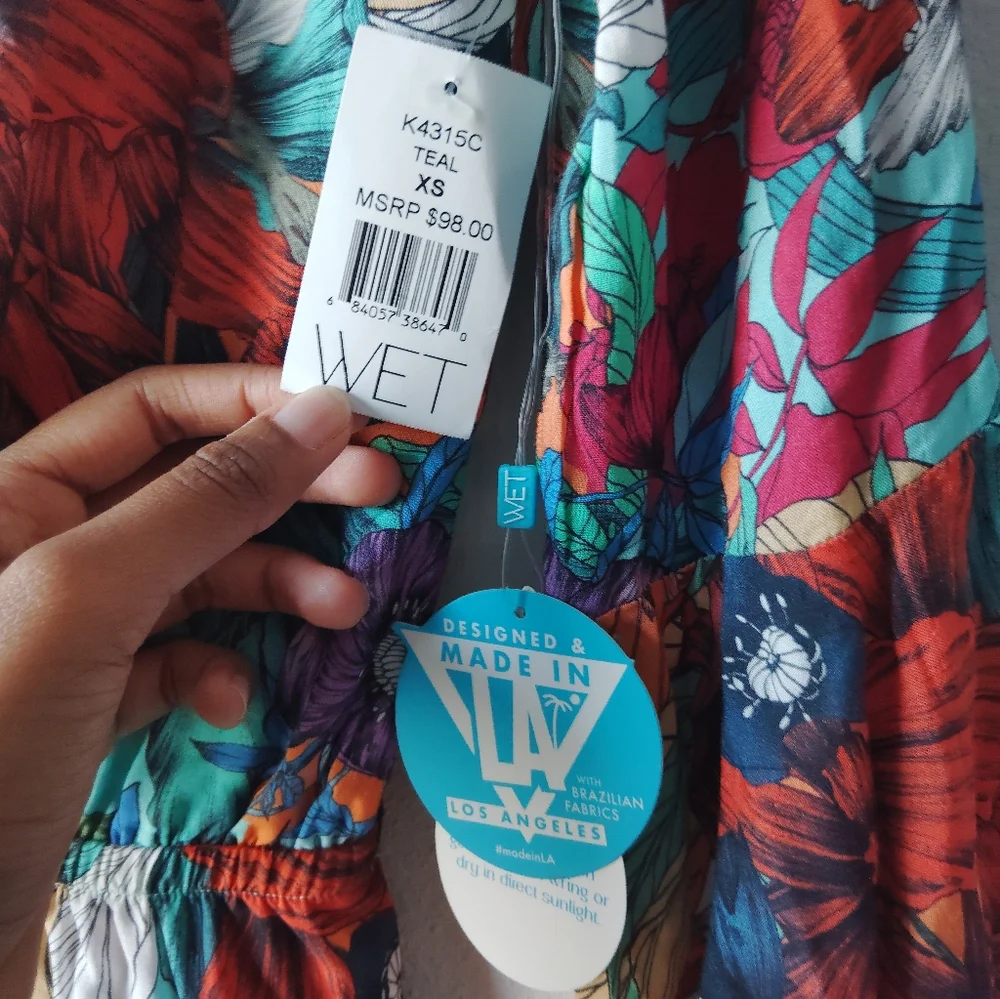 WET Swimsuit Coverup Floral Romper - Picture 5 of 6